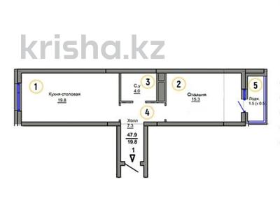 2-комнатная квартира, 47.9 м², 3/9 этаж, Мухамедханова за ~ 19.1 млн 〒 в Нур-Султане (Астане), Есильский р-н