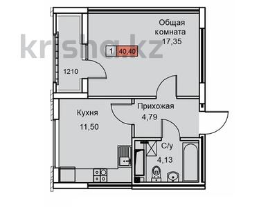 1-комнатная квартира, 40.4 м², Абикена Бектурова за ~ 22.5 млн 〒 в Астане, Есильский р-н