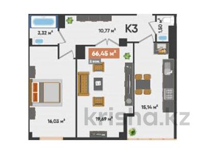 2-комнатная квартира, 66.45 м², 189 квартал 25/1 за ~ 24.6 млн 〒 в Шымкенте, Каратауский р-н