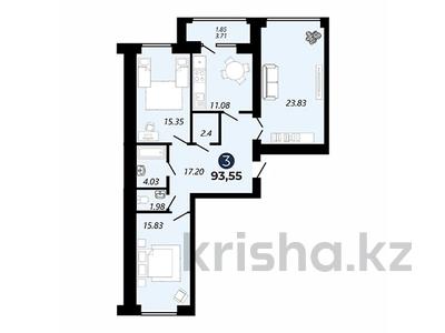 3-комнатная квартира, 93.55 м², Мангилик Ел — №496 за ~ 51.5 млн 〒 в Нур-Султане (Астане), Есильский р-н