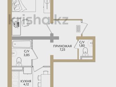 2-комнатная квартира, 55.1 м², Шугыла 52 за ~ 21.5 млн 〒 в Алматы, Алатауский р-н