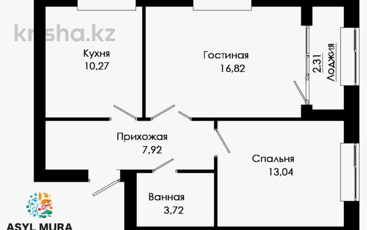 2-комнатная квартира, 54.08 м², 4/9 этаж, ул ЕК-32 57 за 29.8 млн 〒 в Астане, Есильский р-н