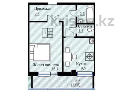 1-комнатная квартира, 40.25 м², мкрн. Сарыарка 12 за ~ 11.3 млн 〒 в Кокшетау