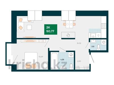 2-комнатная квартира, 50.77 м², Серебряное Озеро за ~ 33.5 млн 〒 в Новосибирске