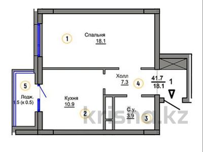 1-комнатная квартира, 41.7 м², 4/9 этаж, Мухамедханова за ~ 17.5 млн 〒 в Нур-Султане (Астане), Есильский р-н
