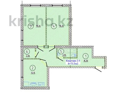 2-комнатная квартира, 73.5 м², мкр Нуртас за ~ 28.7 млн 〒 в Шымкенте
