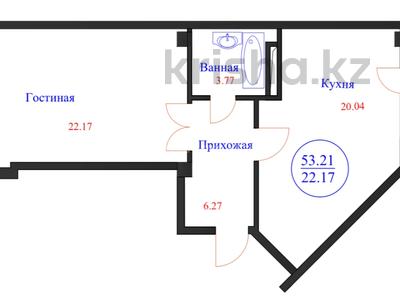 2-комнатная квартира, 53.21 м², Кайыма Мухамедханова за ~ 14.6 млн 〒 в Нур-Султане (Астане), Есильский р-н