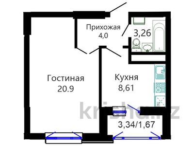 1-комнатная квартира, 38.44 м², Туран — №31 за ~ 14.2 млн 〒 в Астане, Есильский р-н