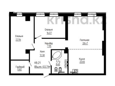 3-комнатная квартира, 122.71 м², Ауэзова 55а за ~ 51.5 млн 〒 в Экибастузе