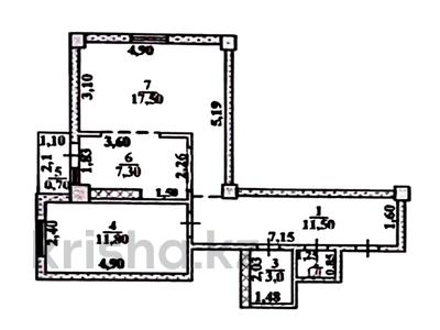 2-комнатная квартира, 52.8 м², 8/9 этаж, мкр Нурсат 54 за 17.5 млн 〒 в Шымкенте, Каратауский р-н