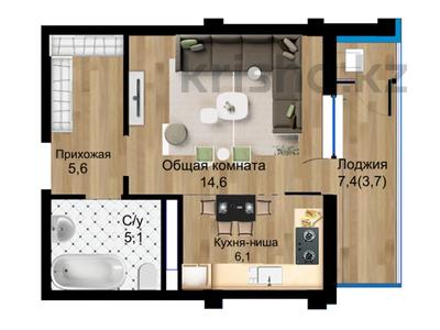 1-комнатная квартира, 39.1 м², Коргалжын 40Б за ~ 9.8 млн 〒 в Астане, Есильский р-н