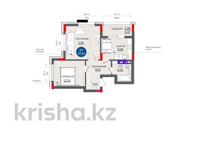 2-комнатная квартира, 58 м², 3/7 этаж, Туран за 28.9 млн 〒 в Нур-Султане (Астане), Есильский р-н