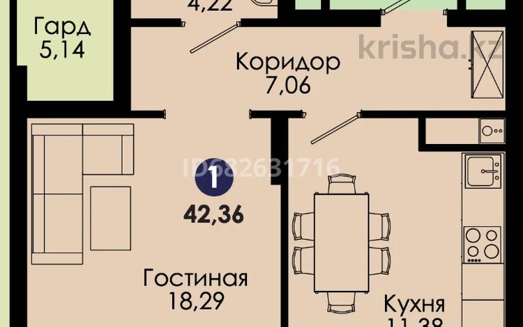 1-комнатная квартира, 43 м², 2/12 этаж, Тауелсиздик — Бауыржана Момышулы за 18.9 млн 〒 в Астане
