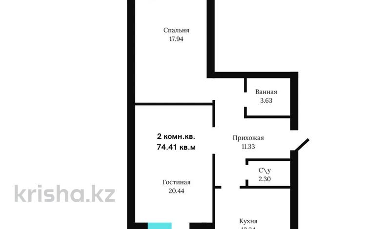 2-комнатная квартира, 72.7 м², 1/5 этаж, мкр. Батыс-2 за ~ 18.9 млн 〒 в Актобе, мкр. Батыс-2