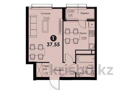 1-комнатная квартира, 37.55 м², Тауелсиздик за ~ 22.5 млн 〒 в Астане