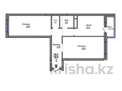 2-комнатная квартира, 68.9 м², Мухамедханова за ~ 27.6 млн 〒 в Нур-Султане (Астане), Есильский р-н